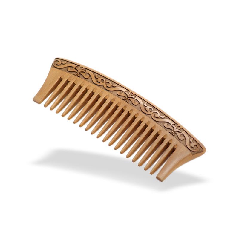 Natural Peach Wood Comb for Family Use, Fluffy Design