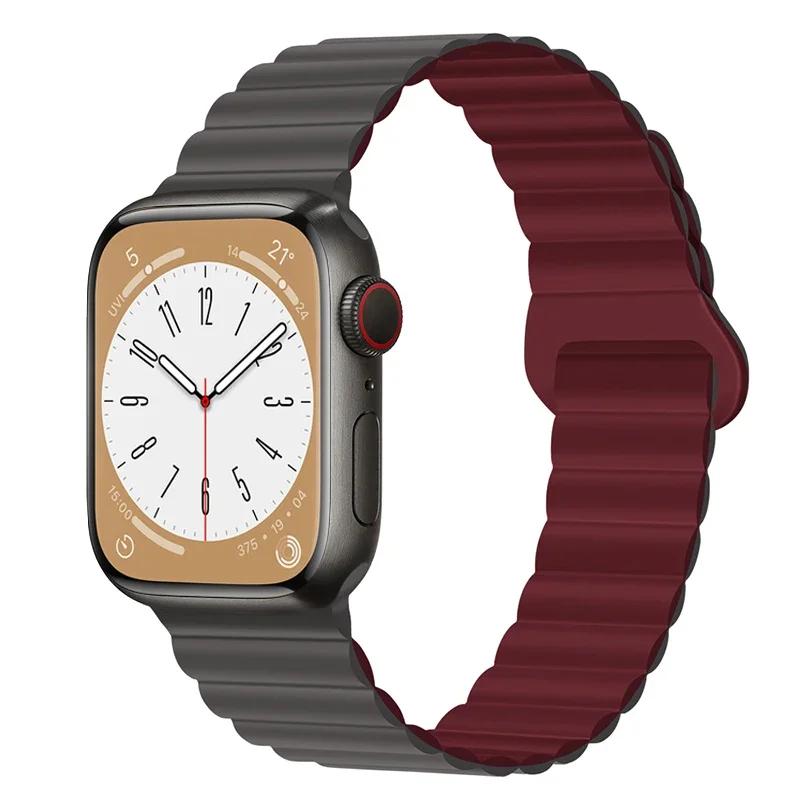 Magnetic Loop For Apple Watch Band 44mm Ultra 49mm 40mm 45-41mm Silicone Bracelet iWatch 10 9 8 7 6 5 SE For Correa Apple Watch