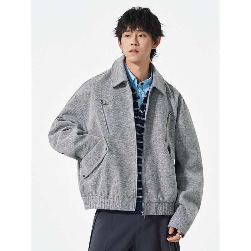 Wassup American-Style Cleanfit Workwear Fabric Jacket for Men, Autumn Trendy Brand Design Zipper Casual Jacket for Couples