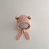 Warm Fleece Baby Bear Ear Hat Soft Plush With Chin Tie Perfect For Infant Winter Outdoor Daily Wear