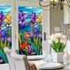Window Privacy Film Static Clings Decals Colorful Orchid Pattern Adhesive Free Removable Anti UV