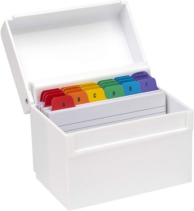 Caisson de bureau - OSCO - AIBOX-WHITE - Plastique blanc - 100 cartes index - Verrouillable