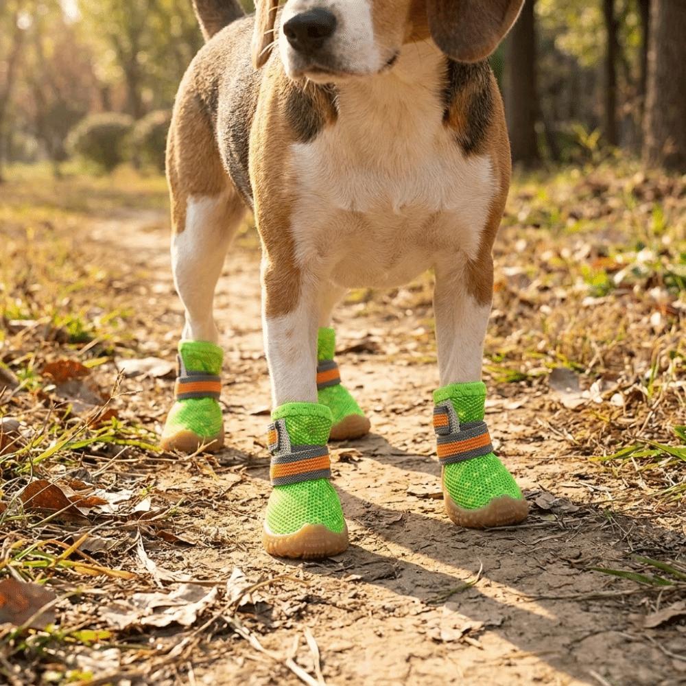 4 pcs/set Non-slip Dog Mesh Shoes Breathable Mesh Dog Sneakers Pet Net Boots  Outdoor Walking