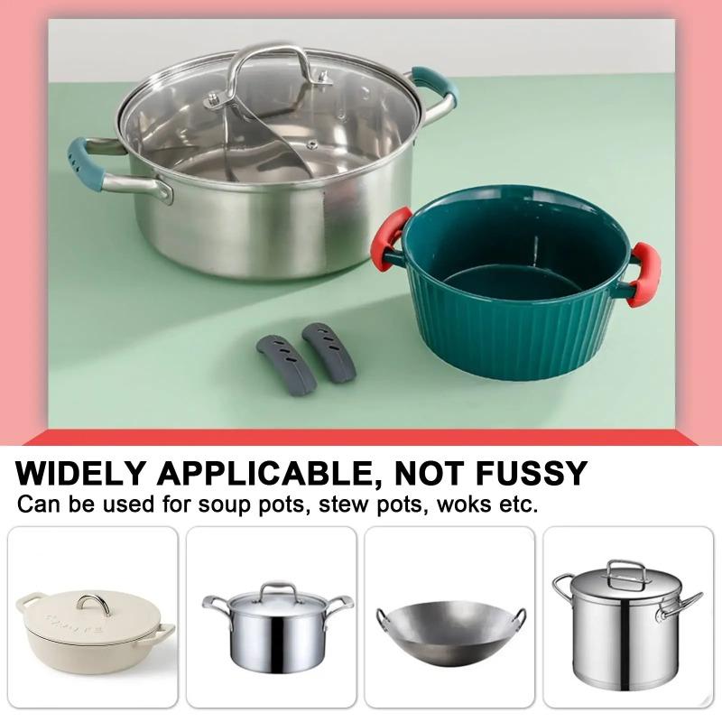 2 Stück Verbrühschutz Topfgriffe Handschuhe Hitzebeständigkeit Rutschfeste Silikongriffe Rutschfeste Topfgriff-Zubehör Küchenhelfer