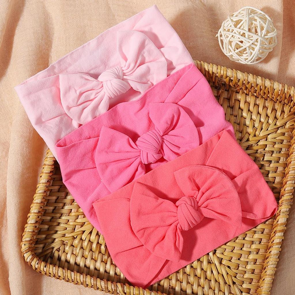 3 Stück/Set Süßigkeitenfarbe Baby-Stirnband Niedliche Schleife Weich Elastisch Neugeborene Baby Jungen Mädchen Haarband Kopfschmuck Baby Haaraccessoires