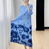 Minimalist printed dress temperament dress for women, high-end retro, comfortable and casual pleated skirt, summer new style