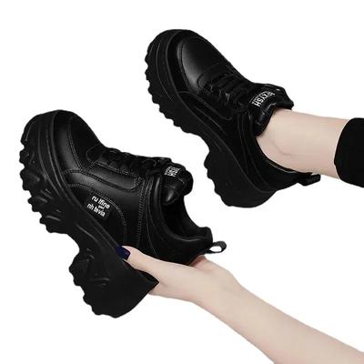 White Black Chunky Sneakers Women Spring Autumn Thick Bottom Dad Shoes Woman PU Leather Platform Sneakers Ladies2024