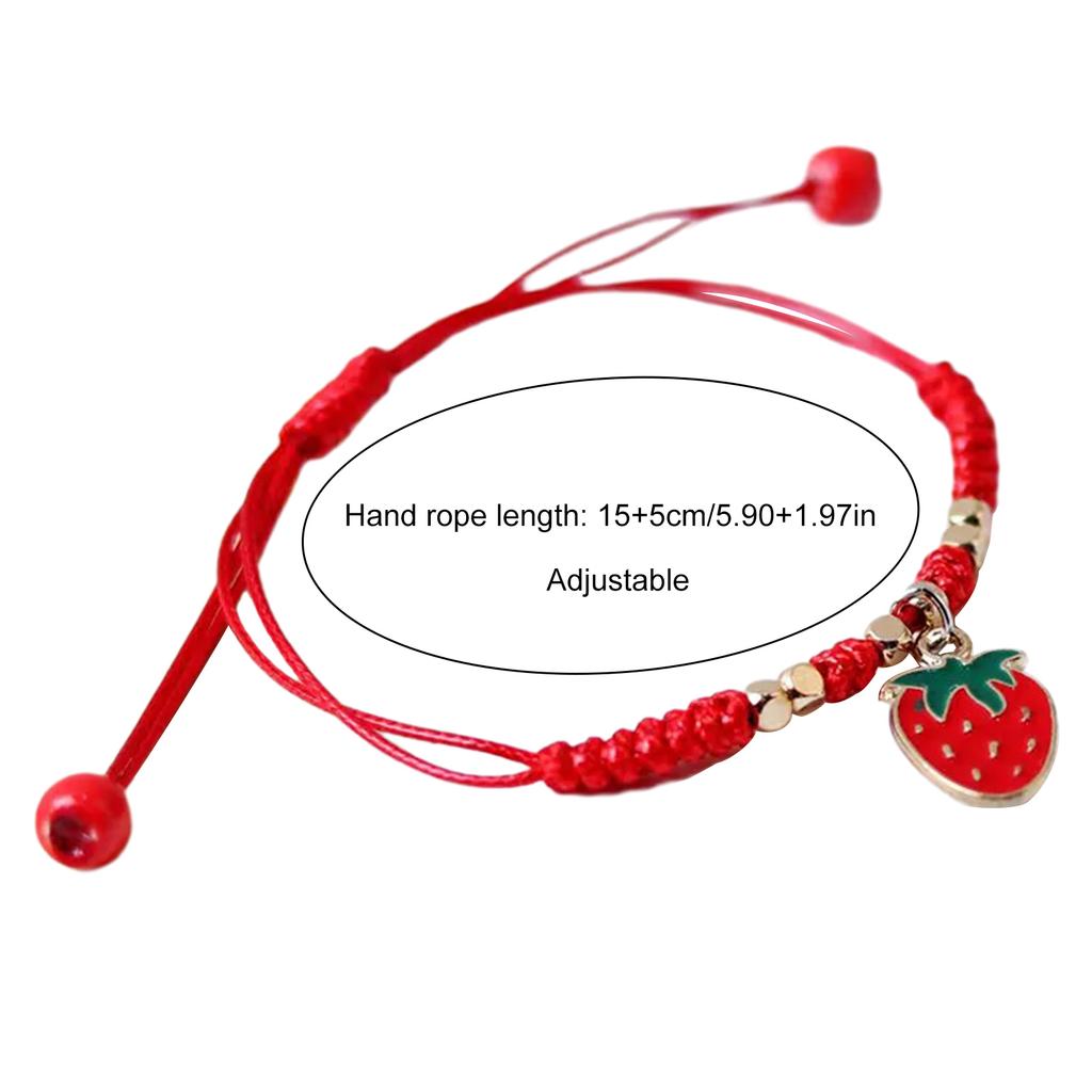 Set of 2 Adjustable Chain Bracelets Stylish Strawberry/Cherry Bracelets Eye Catching Hand Rope for Daily Wear Parties
