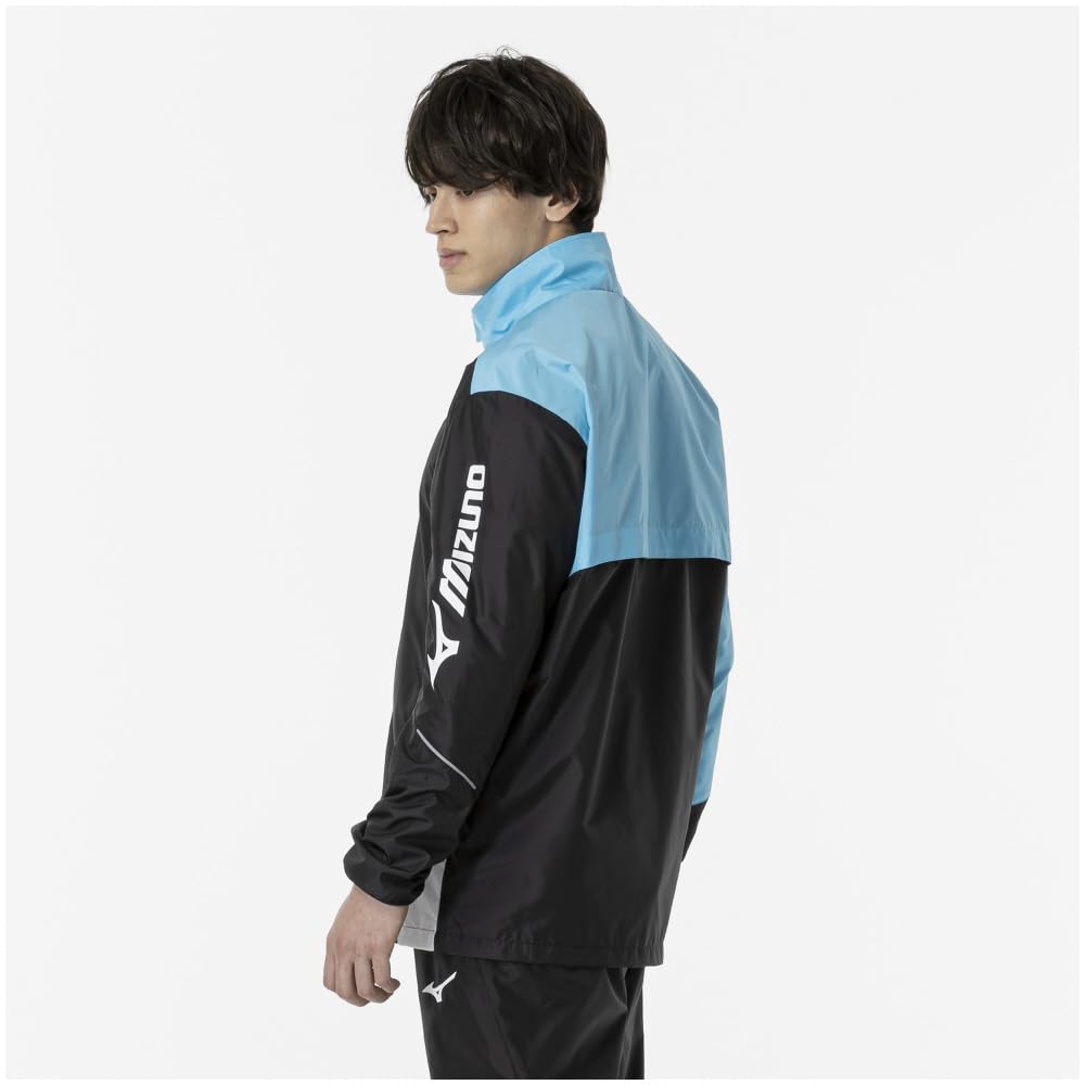 Mizuno Tennis Windbreaker Standard Mesh Black x Blue Size M Jacket, Water-Repellent, Silhouette, Lining, 62MEA503, Atoll,
