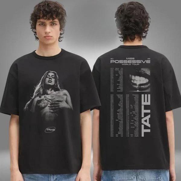 New!!! Tate McRae Merch Event Miss Possessive World Tour 2025 2Sided High-end Luxury Is for Both Men and Women Top Y2k