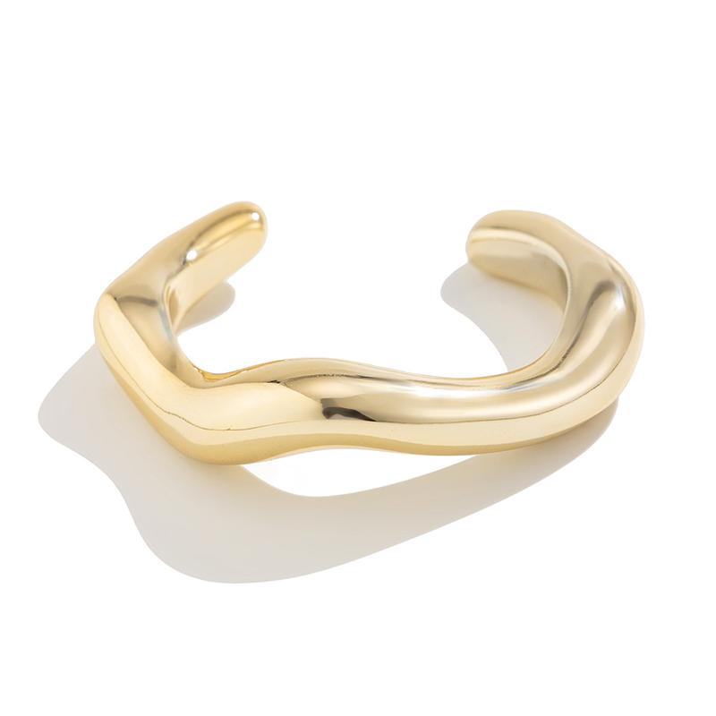 

Fashion Irregular Cuff Bracelets for Women Vintage Exaggerated Gold Silver Color Glossy Plastic Open Bangle Female Jewelry Gift