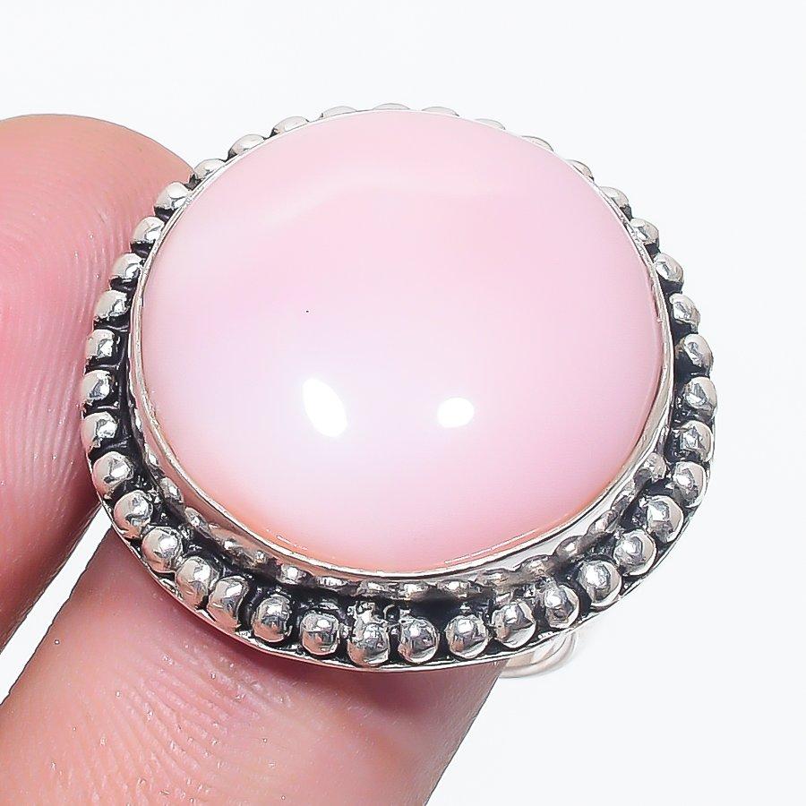 Pink Opal Gemstone 925 Sterling Silver Jewelry Ring Size 8.5