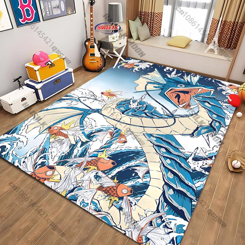 Ukiyo-e style Pokemon theme Carpet New Release! Rug for Living Room Bedroom,Office Areas,Durable Machine Washable Mat great gift