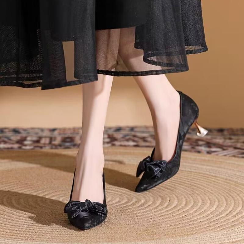 Fashion 2025 Pointed Toe Women Super High Heels Shoes Elegant Shallow Bow Pumps Summer Designer New Stilettos Fashion Shoes