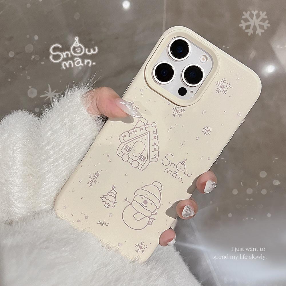 Cartoon Winter Snowman Case for iPhone 16 iPhone 16 Pro Max