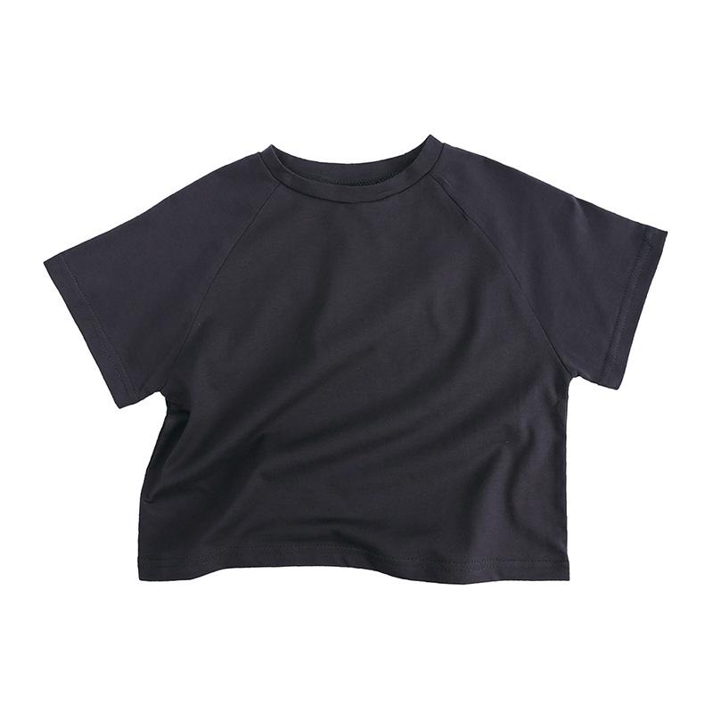 Children's Clothing Short Sleeved T-shirt Summer Children's Solid Color Bat Sleeve T-shirt Boys and Girls Round Neck Loose Top