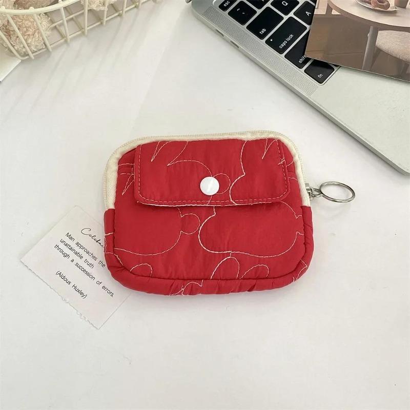 Cute Cartoon Floral Quilting Document Storage Bag Card Wallet Coin Purse ID Card Holder Driver's License Holder Badge Holder