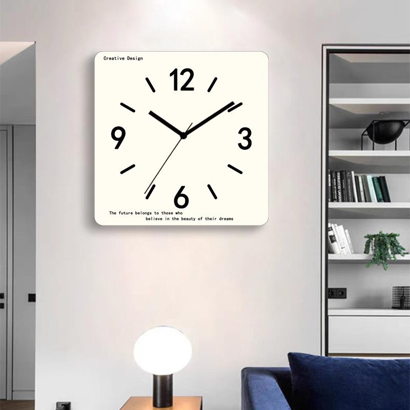 Minimalist Living Room Wall Clock, Modern Creative Light Luxury Clock, Square Silent Wall Clock, Restaurant Silent Wall Clock