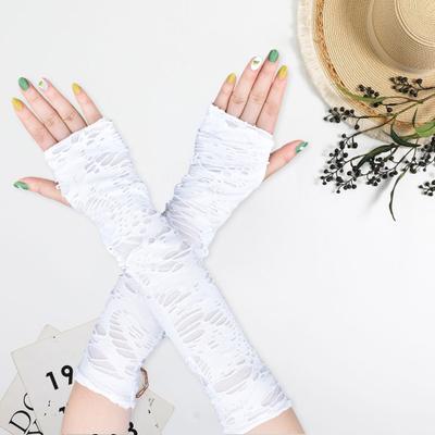 1 paar Daumenloch Design Lange Halloween Fingerlose Handschuhe Lässige Ripped Holes Decor Erwachsene Cosplay Handschuhe Punk Stil Arm Ärmel