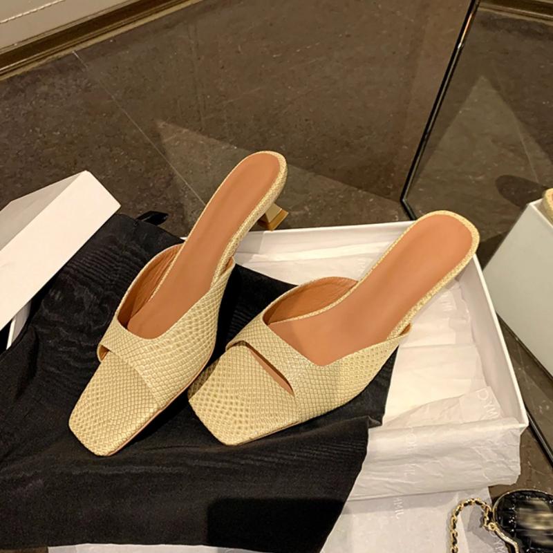 Fashion Women Slippers Square Toe Heeled Sandals Fashion Dress Shoes Woman New Summer 2025 Brand Sexy Pumps Luxury Sandalias De Mujer
