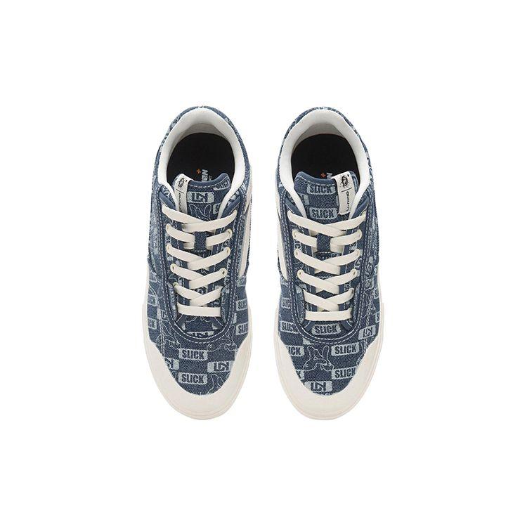 Li Ning 50/50 Canvas Fabric Slip Resistant Durable Lightweight Low Top Skate Shoes Men Sneakers Blue AECS023-2