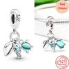 925 Silver Colorful Jewelry Women Murano Glass Pink And Blue Sea Turtle Dangle Charm Fit Bracelet Accessories