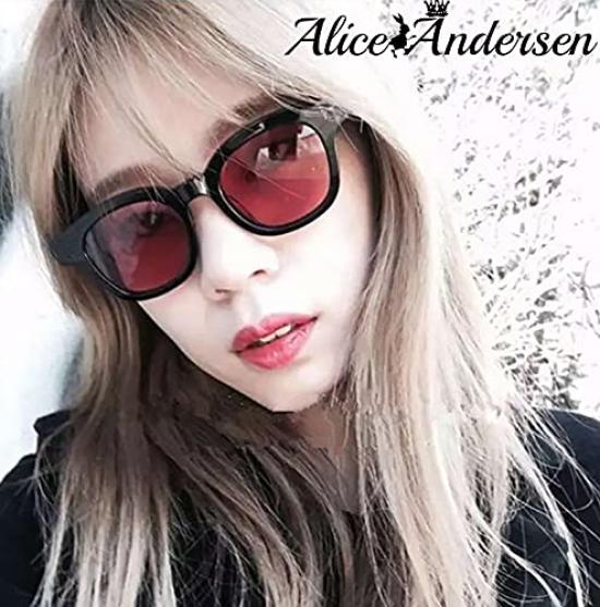[ALICE ANDERSEN] Frame Color Lens Johnny Depp Sunglasses Clear Lens Eyeglasses Trend Fashion Glasses Men's Women's (Light BlueBlack)