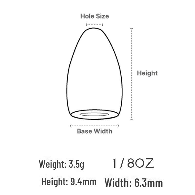 LUREPEAK Tungsten Bullet Sinking Fishing Weight - Anti-Line-Hurt, Long-Distance Casting, Anti-Hang Design