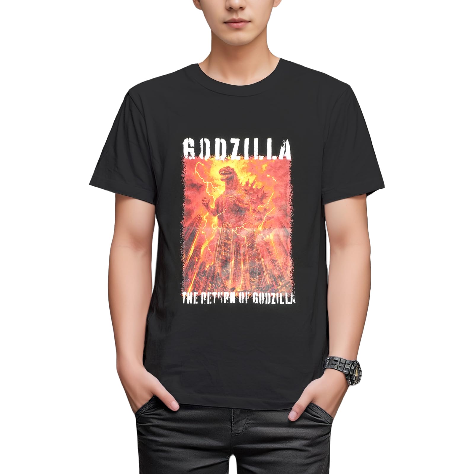 

Fineplus Godzilla Short King Ghidorah Poster Japanese Cherry Blossom Character Merchandise T-Shirt, Sleeve, Print, Pattern, Design,