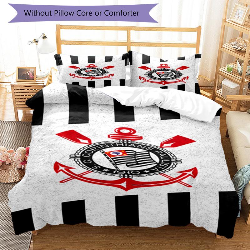 Sport Club Football Crest Printed Pattern Duvet Cover Set – includes 1 duvet cover and 2 matching pillowcases Bedroom decor Christmas gifts