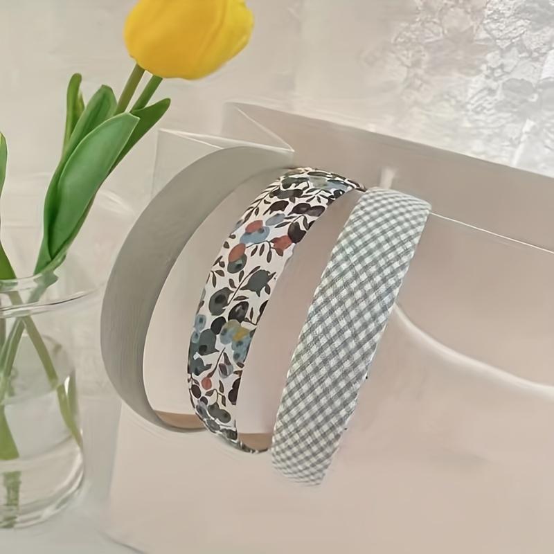 3PCS Instagram Retro Floral Plaid Hair Hoop Korean Wide Brimmed Headband Small Fresh Hair Clip Super Fairy Hair Accessory