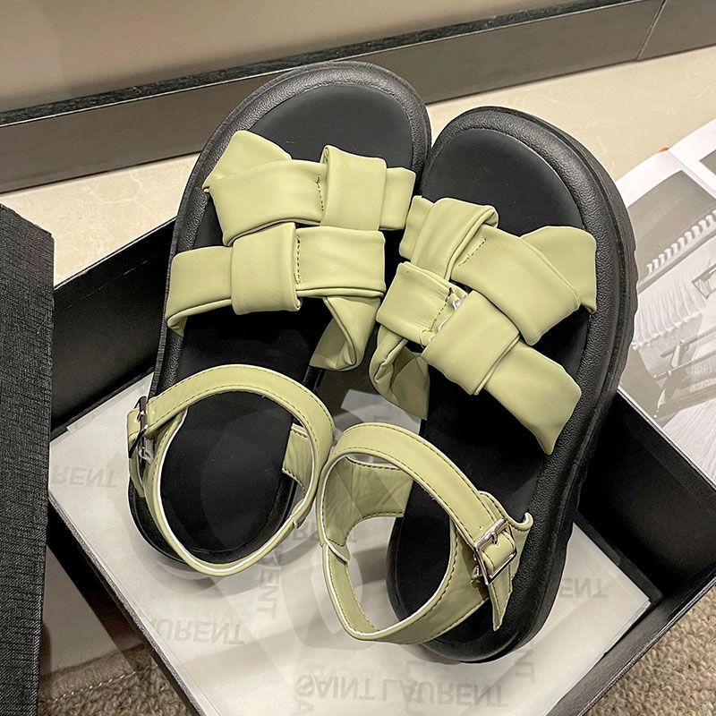 Platform sandals women's 2025 new versatile casual cool slippers women's summer soft-soled woven Roman sandals