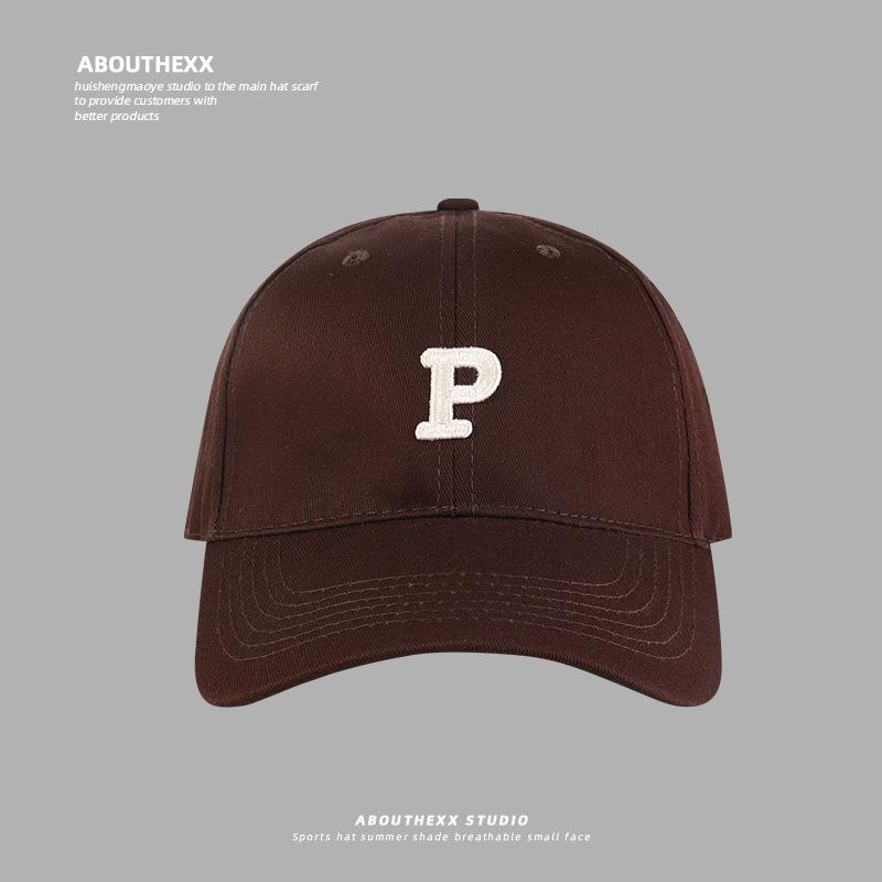 Hat Women's Simple P Letter Baseball Hat Korean Version Versatile Couple Baseball Hat Outdoor Sports Casual Sun Hat Men