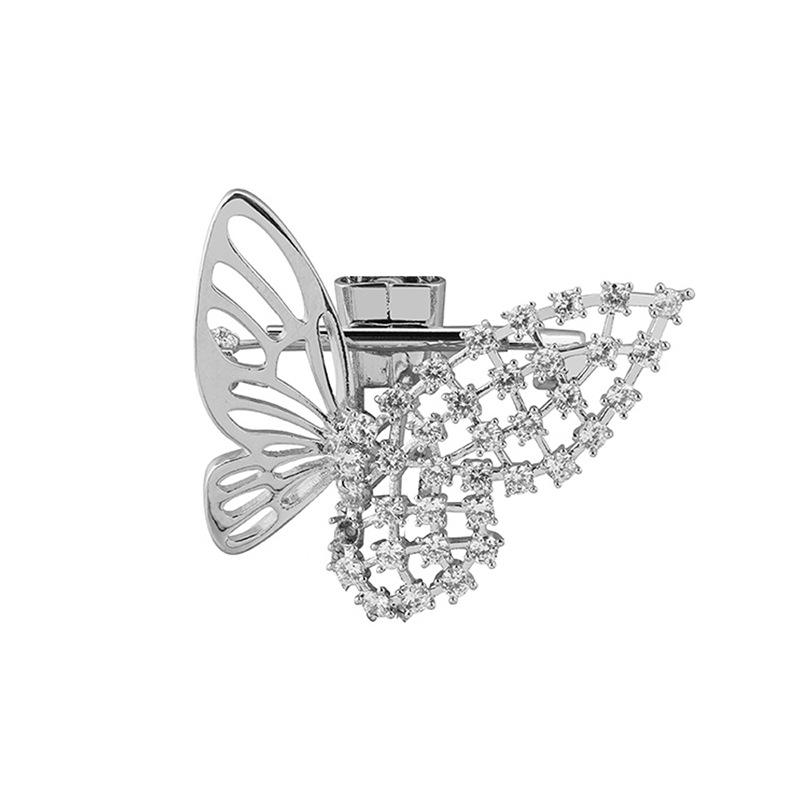 Luxury Kou Hanging Garden Design Craft Crystal Butterfly Brooch High-End Female Brooch Design Sense серебряный