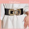 Trendy Wide Belt With Alloy Hook Buckle Elastic Waistband Chic Design Details Stylish Women's Waistband