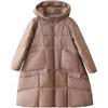 Winter new thickened large size white duck down hooded down jacket women's long knee loose versatile jacket