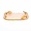 Luxury Marble Finish Leaf Handle Serving Tray – Gold Accents