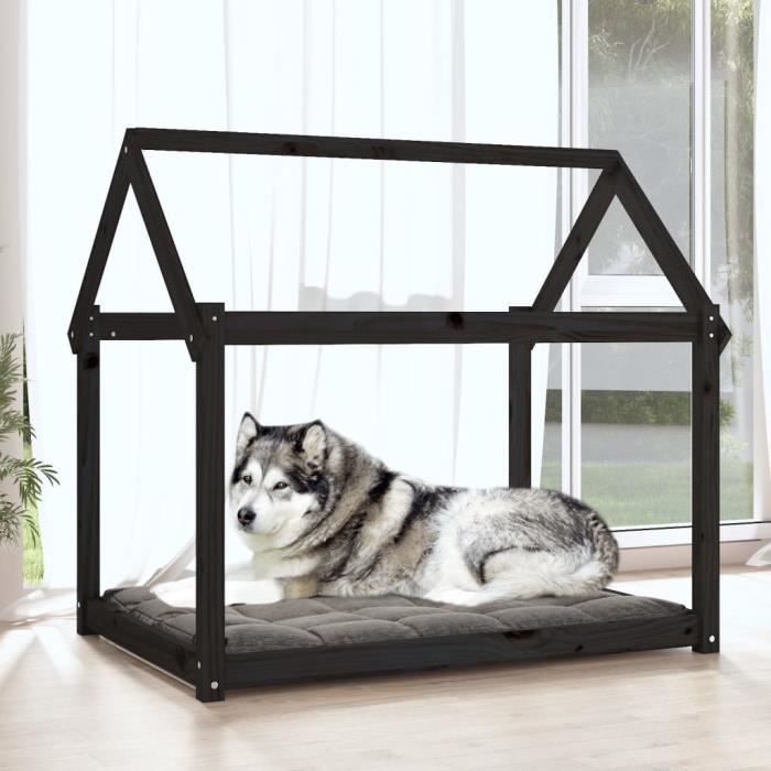 822221 vidaXL Dog Bed Black 111x80x100 Cm Solid Pine Wood