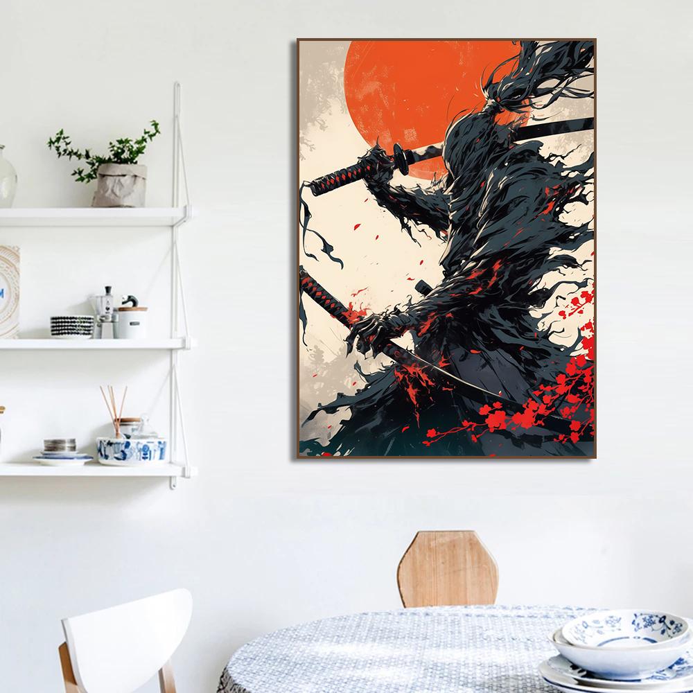 Classic Retro Japan Anime Game Samurai Posters Prints Pictures Portrait Bushido Canvas Painting Wall Art Living Room Home Decor