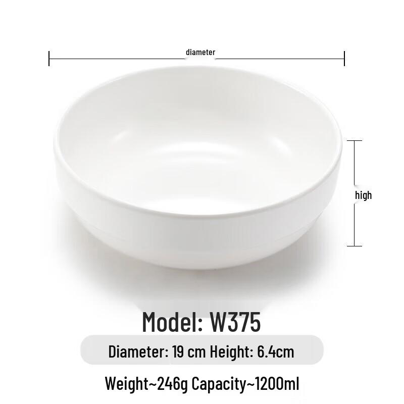 A5 White Melamine Round Bowl