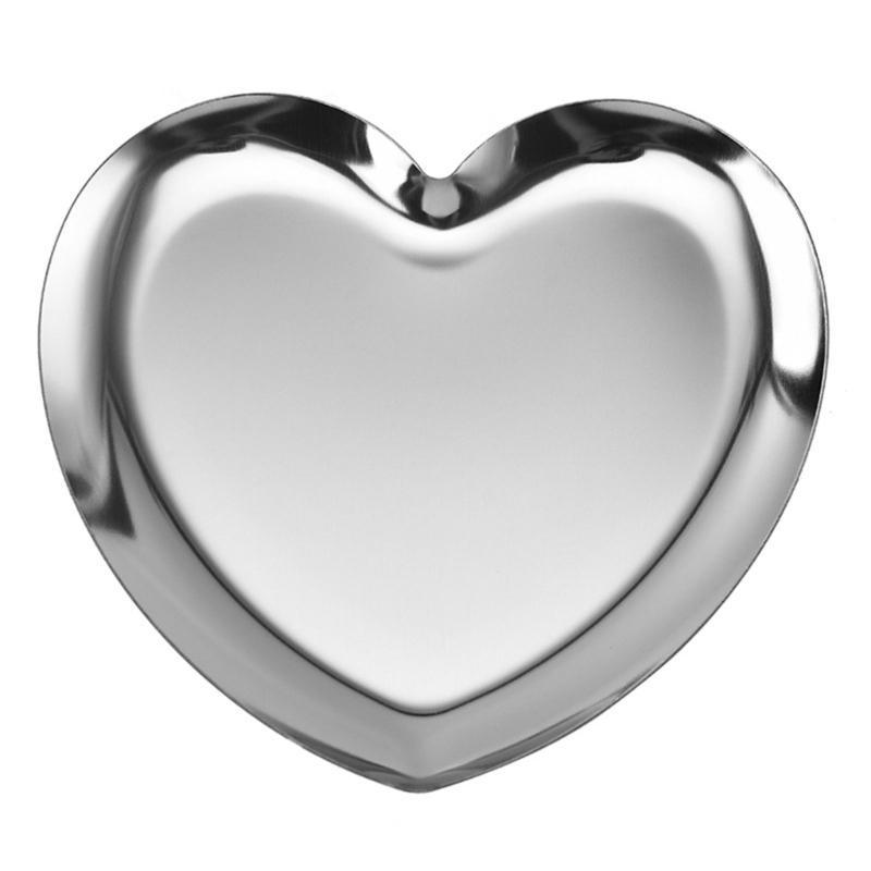 Heart Shaped Jewelry Plate Stainless Steel Tray Small Item Display Organizers