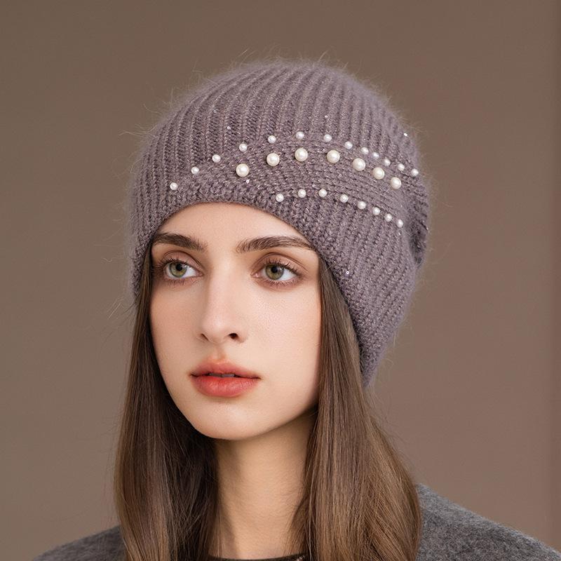 

Осень и Зима Новая Мода Теплая Защита Ушей Вязаная Шапка Женская Кроличья Шерстяная Шапка one size хаки