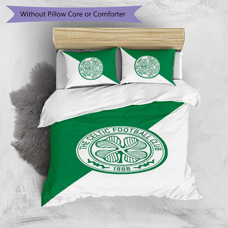 Set Biancheria da Letto Celtic FC Stampato 3 Pezzi Copripiumino Traspirante con Federe Biancheria da Letto Decorativa per Camera da Letto Casa
