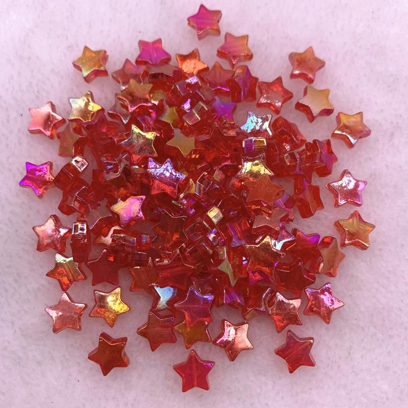 50pcs 11mm Transparent  AB Color Five-pointed Star Acrylic Beads Loose Spacer Beads for Jewelry Making DIY Bracelet Accessories
