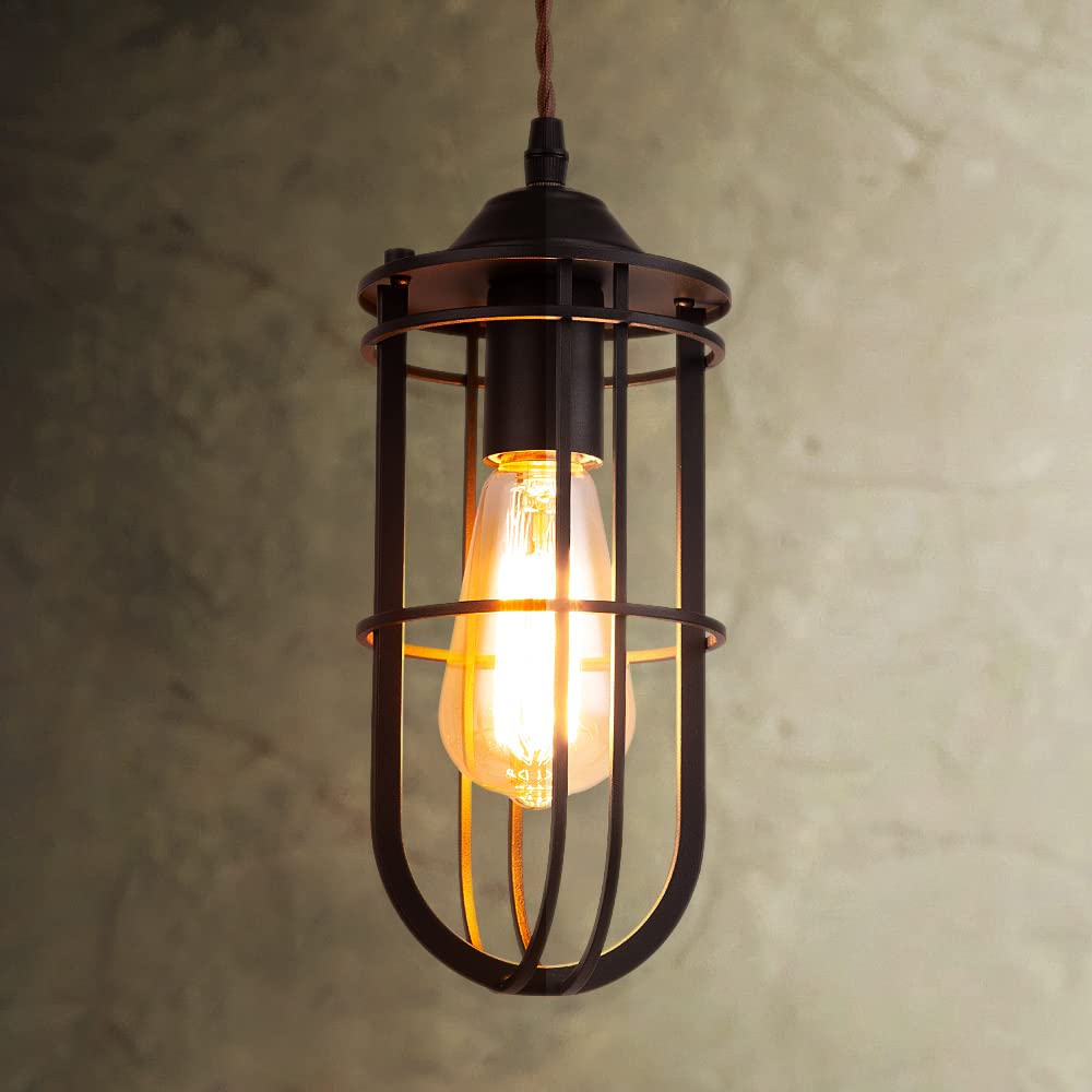 Cerdeco Retro Pendant Light with a Cage-like Shade, Exotic Vintage-Style Industrial Interior Ceiling Lighting, PSE Certified, E26, Hanging Lighting,