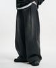 Mubeun Vintage Double-Pleat Wide Curved Denim Pants Washed Black