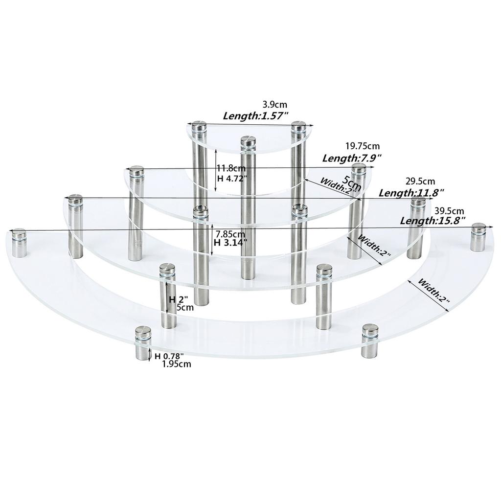 1-4 Tier Acrylic Display Stand for Action Figures,Cosmetic Rack Clay Doll Jewelry Cupcake Perfume for Corner Display Riser Shelf