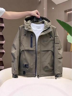 Men's Trendy Loose Fit Hooded Cotton Windbreaker Jacket for Autumn/Winter