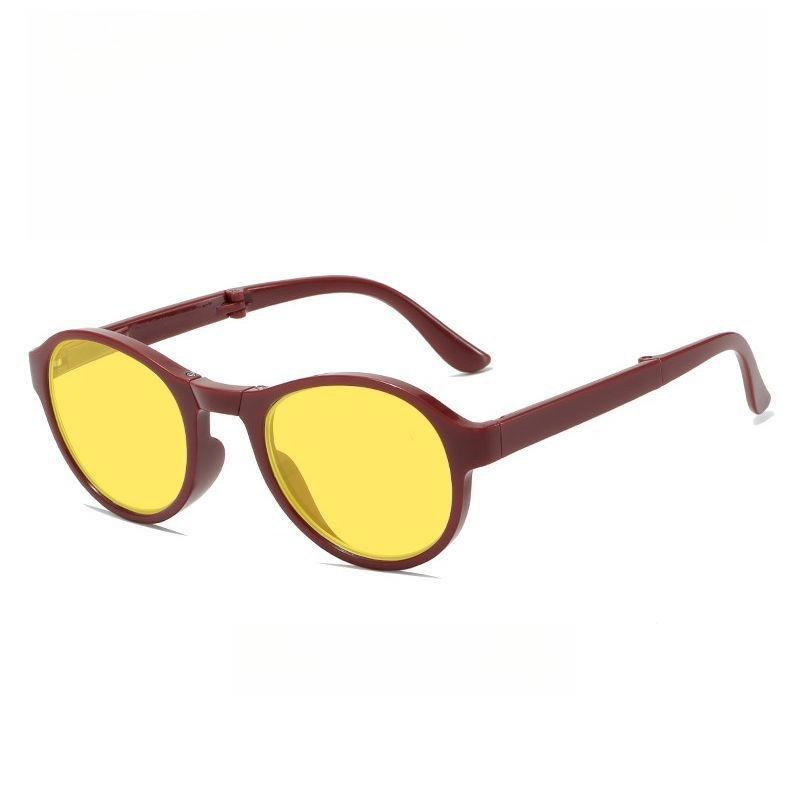 

Stylish Foldable Portable Night Vision Glasses Retro Round-Frame Anti-Blue Light Eyewear Outdoor UV-Protective Sunglasses Unisex красный