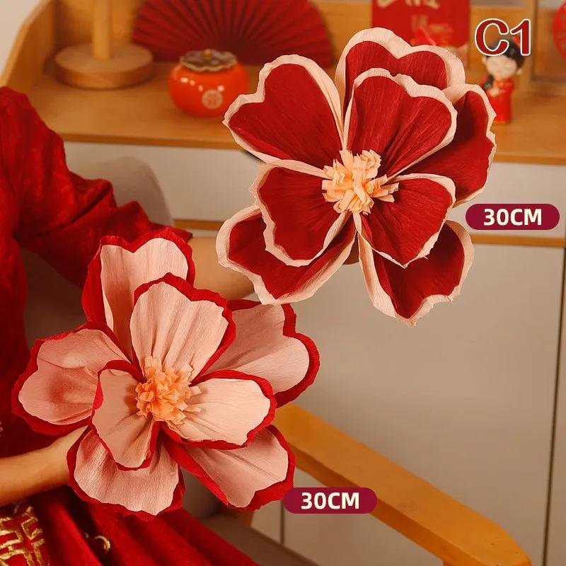 30cm Wrinkle Flower Wedding Room Background Wall Decor Chinese New Year Decoraiton Room Valentine's Day Gift Decor